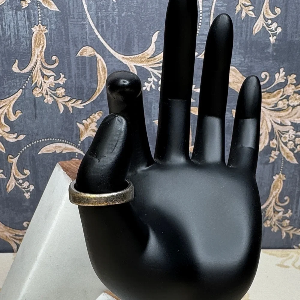 Vintage Estate Black X Silver Toned Men's Ring Size 8.5 Lot D32